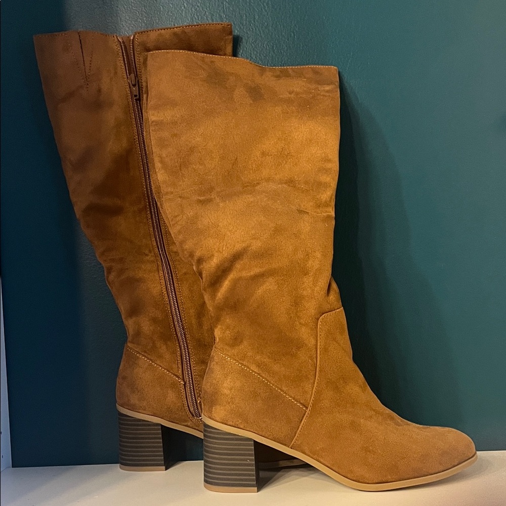 Universal Thread Chestnut Brown Suede Heeled Boots - image 1